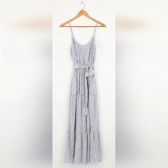 Lulu's Sunny Bliss Light Blue Floral Print Tiered Maxi Dress SZ. SM NWT - Picture 10 of 10